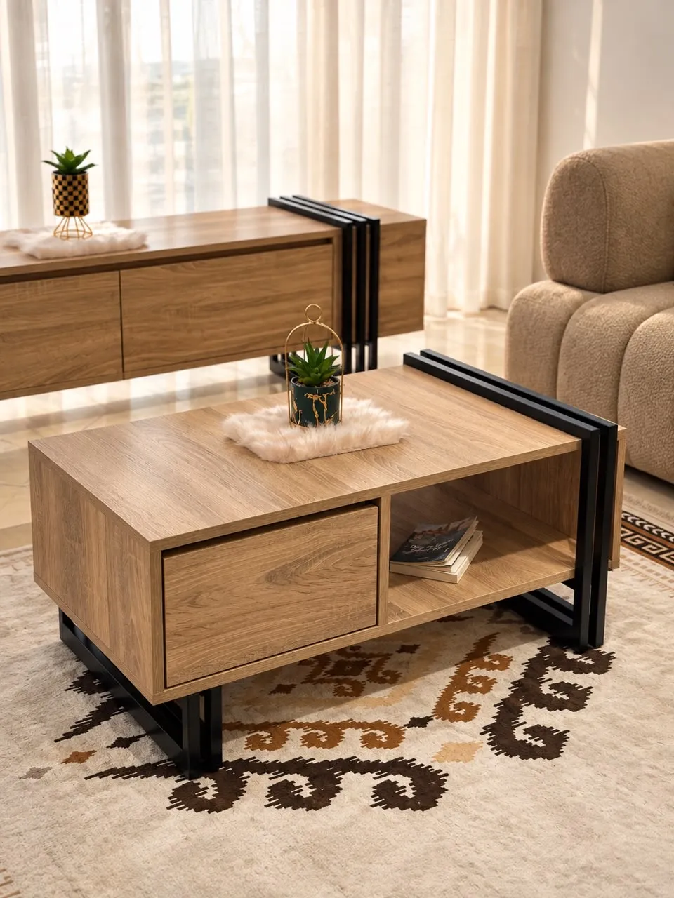 Kit Luxury | طاولة تلفاز وطاولة صالون - 3